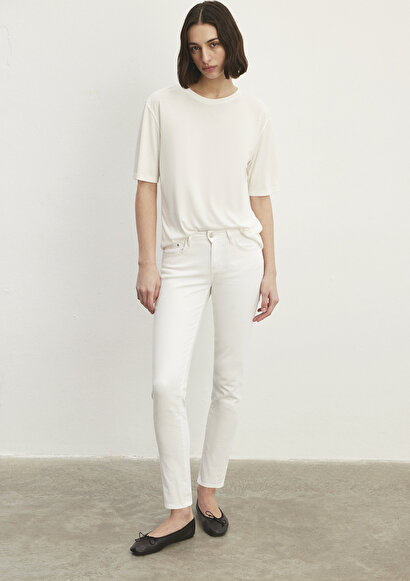 Ada Beyaz Vintage Jean Pantolon - 0