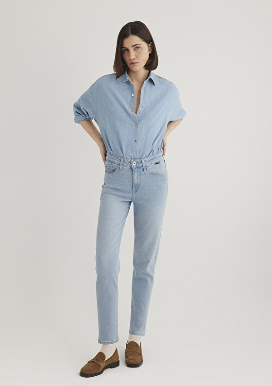 Cindy Gold Shape Açık Mavi Jean Pantolon