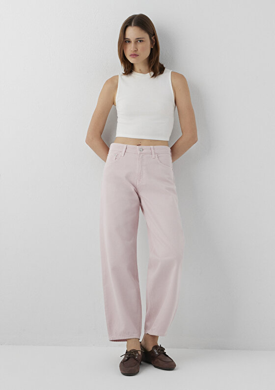 Leila Classic Denim Pembe Jean Pantolon