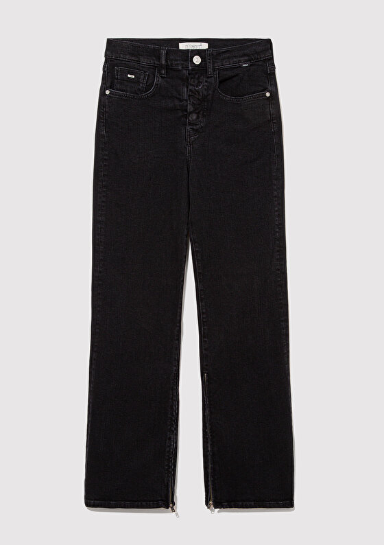 Lilyan Adaptive Puslu Gri Smoke Jean Pantolon