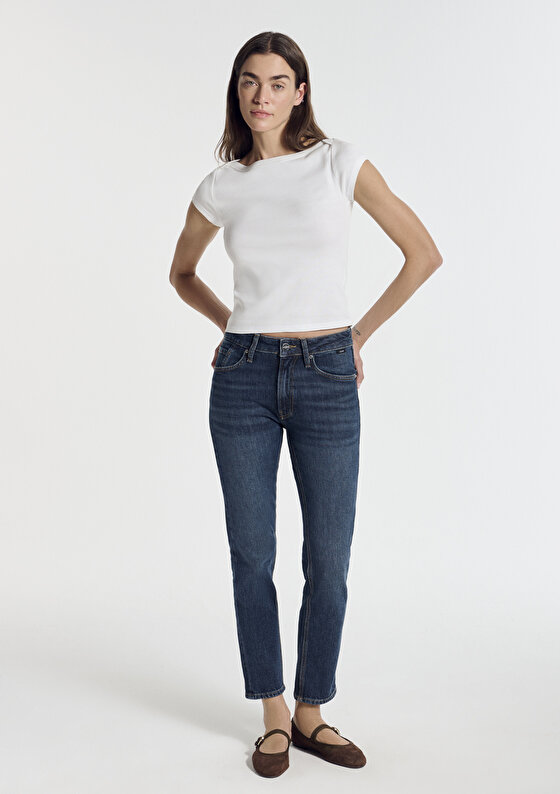 Ayla Iconic Gölgeli Koyu Mavi Jean Pantolon
