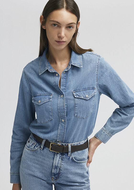 Merida Classic Denim Indigo Mavisi Jean Gömlek