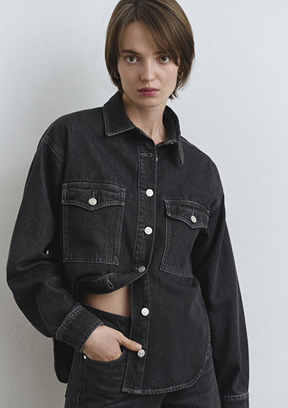 Bekka Classic Denim Antrasit Jean Gömlek