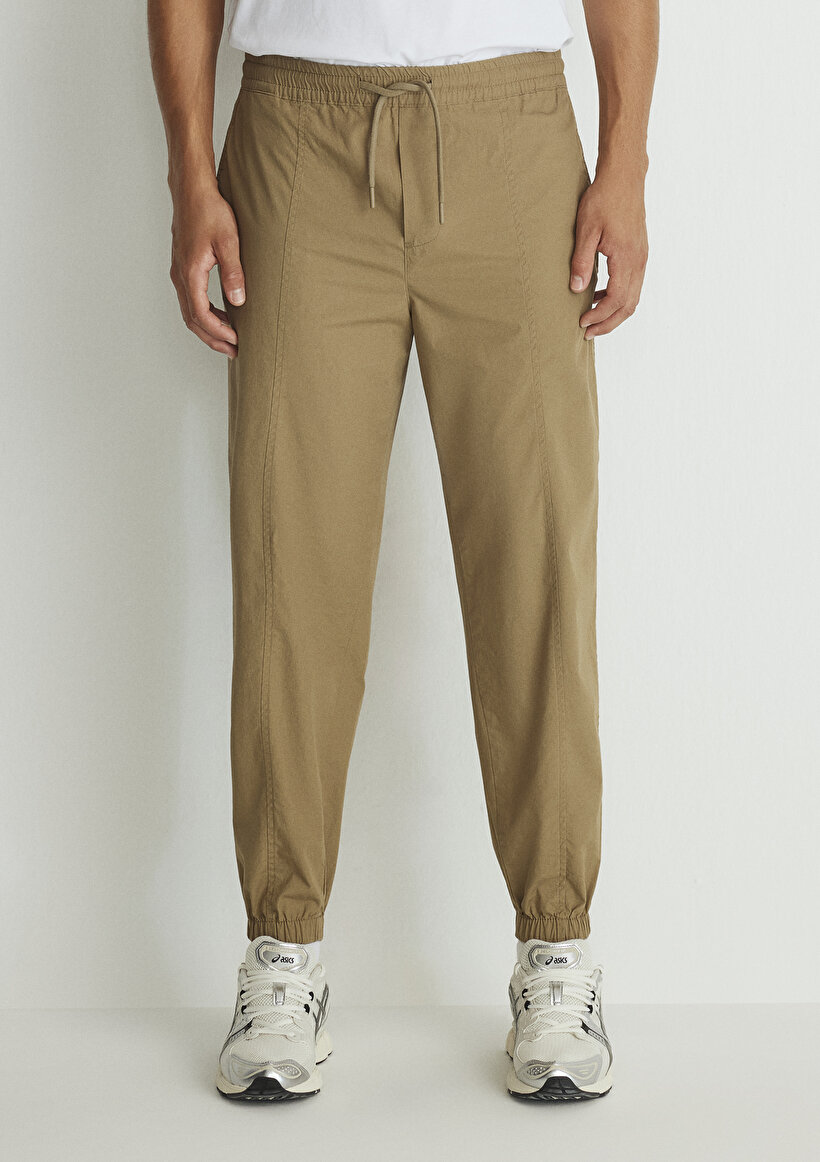 Beli Lastikli Kahverengi Jogger Pantolon_3