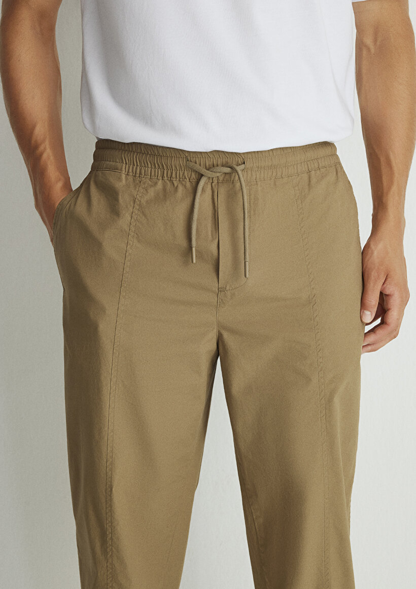 Beli Lastikli Kahverengi Jogger Pantolon_6