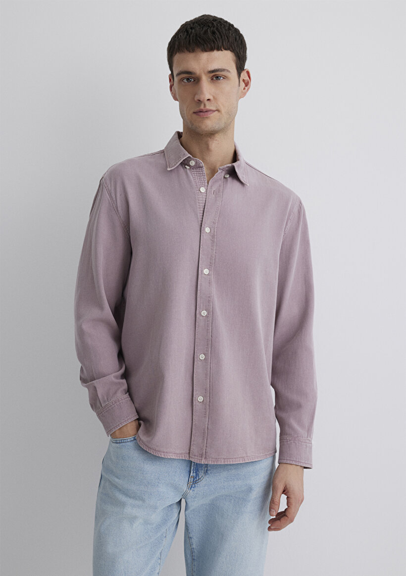 Keten Karışımlı Pembe (TENCEL™) Liyosel Gömlek - 0