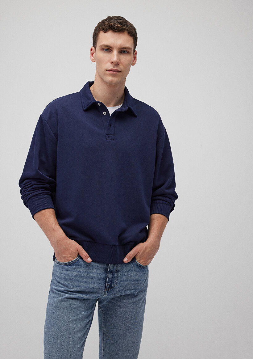 Lacivert Polo Sweatshirt - 0