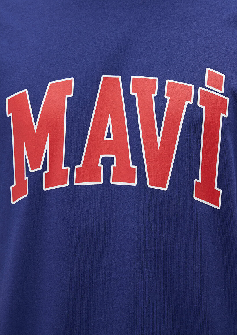 Mavi Logo Baskılı Mavi Tişört_5