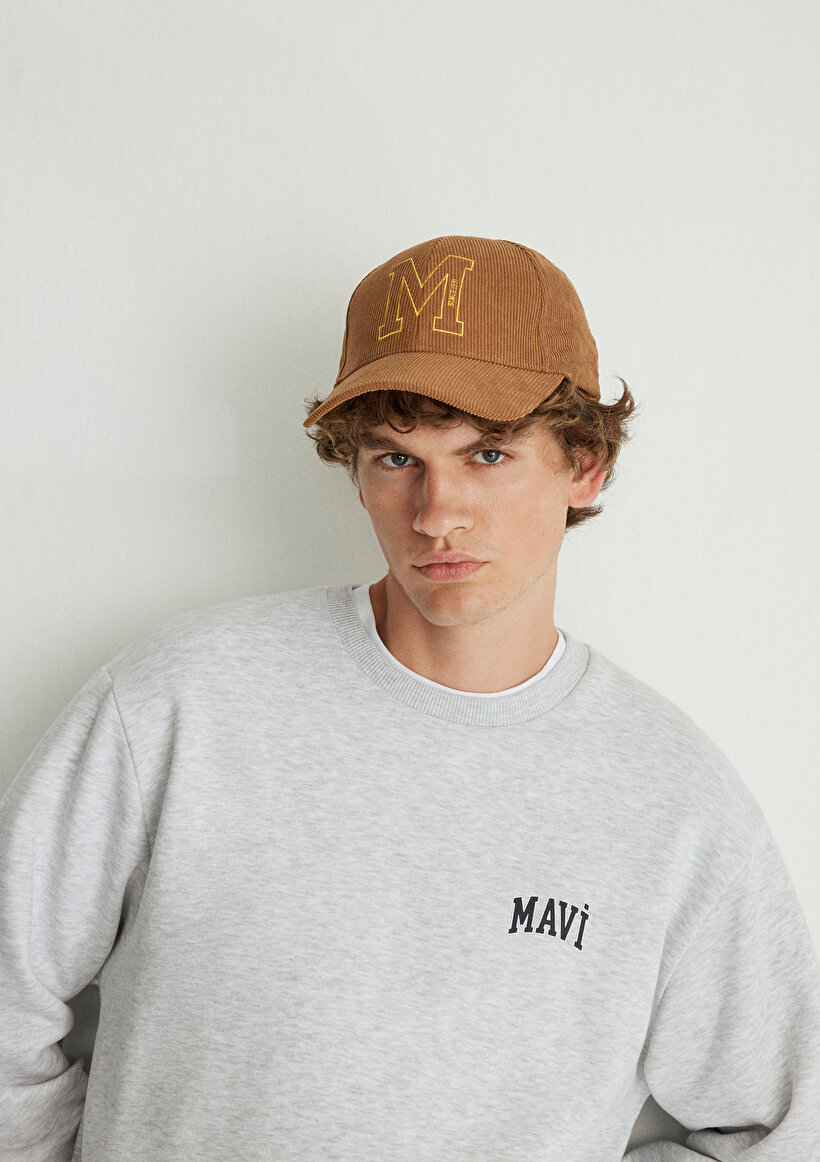 Mavi Logo Baskılı Gri Sweatshirt