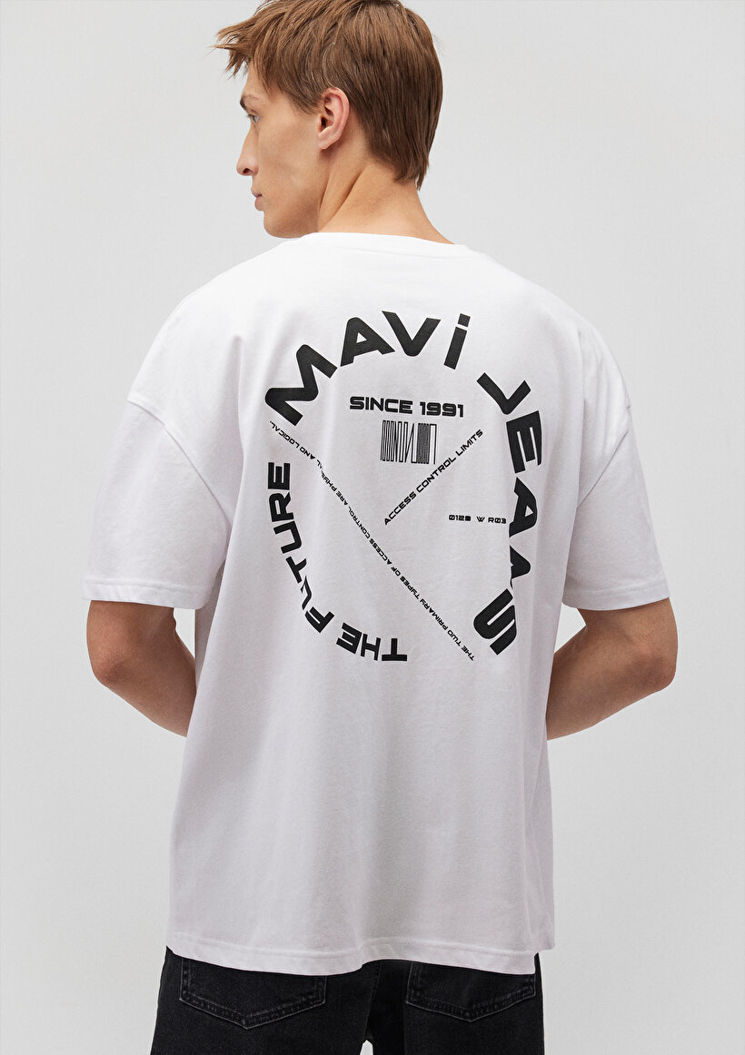 Mavi Jeans Sırt Baskılı Beyaz Tişört