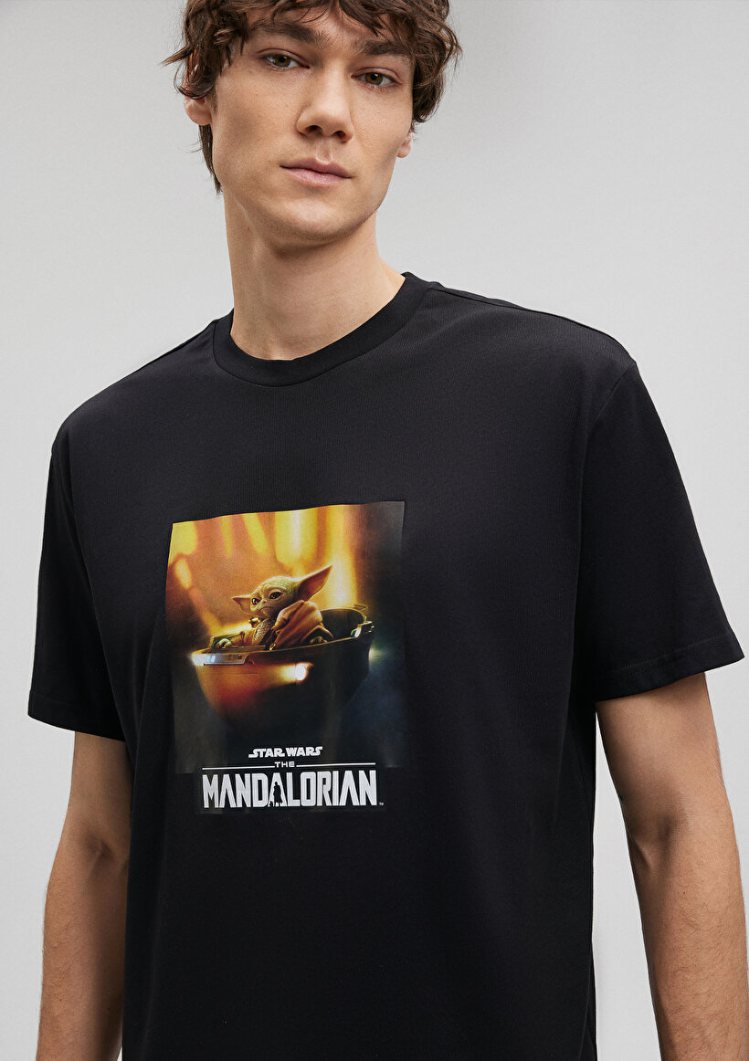 The Mandalorian Baskılı Siyah Tişört - 0