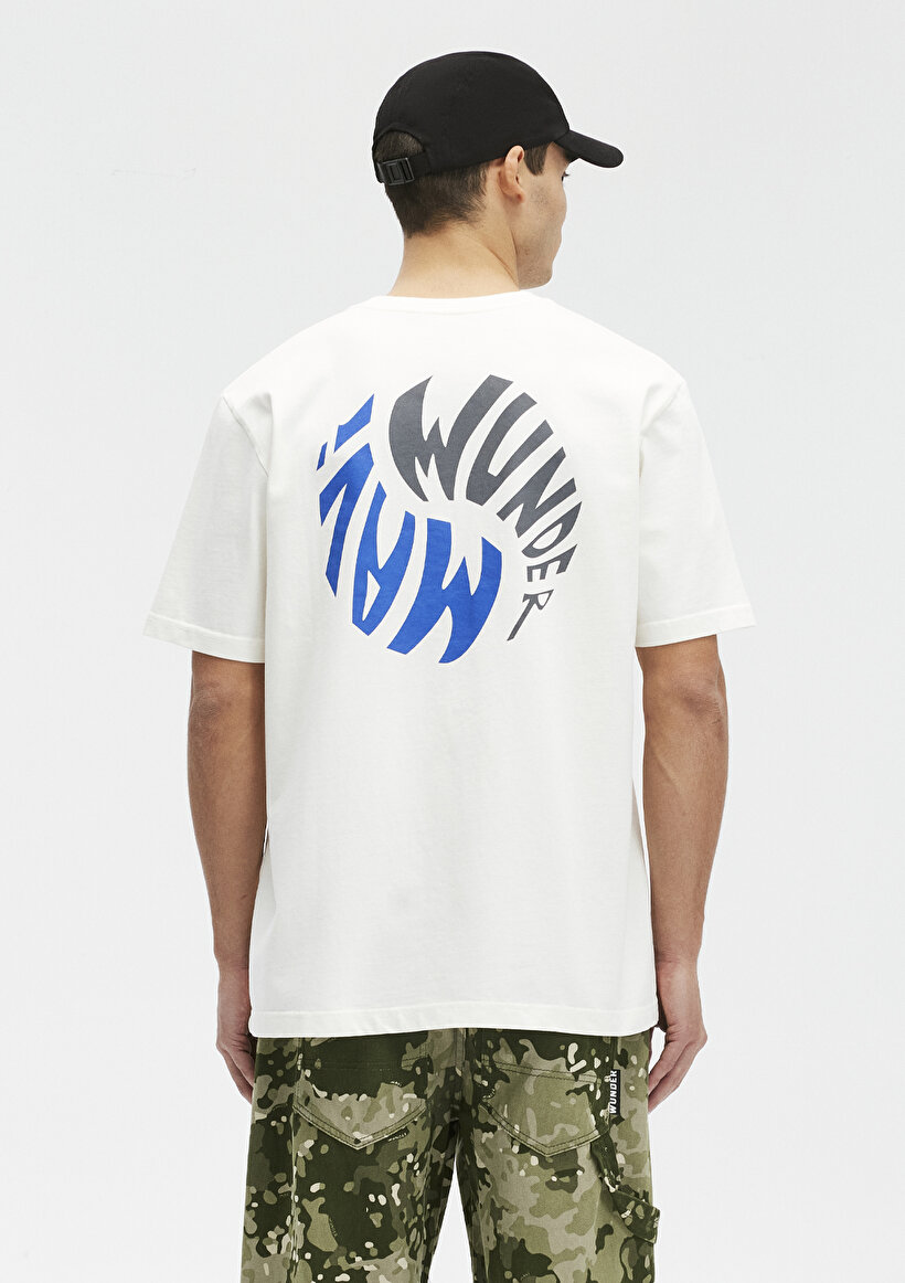 Yin-Yang Logo Baskılı Beyaz Tişört-4