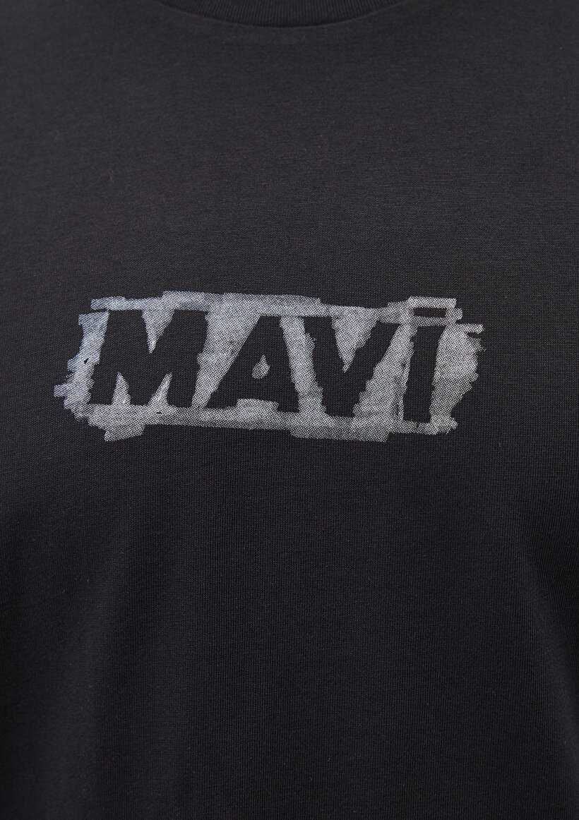 Mavi Logo Baskılı Siyah Tişört_5