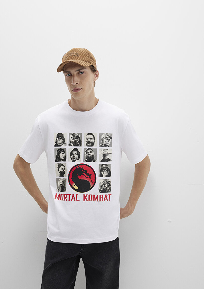 Mortal Kombat Baskılı Beyaz Tişört - 0
