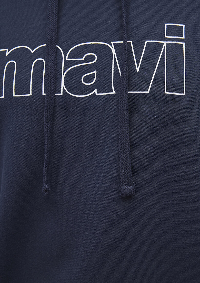 Mavi Logo Baskılı Kapüşonlu Lacivert Sweatshirt_5