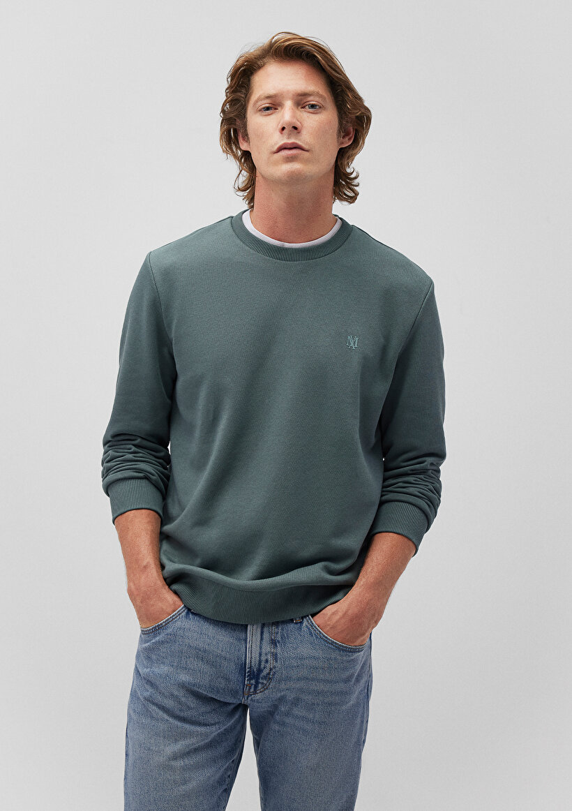 Bisiklet Yaka Yeşil Basic Sweatshirt_1