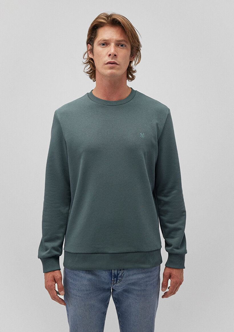 Bisiklet Yaka Yeşil Basic Sweatshirt_2