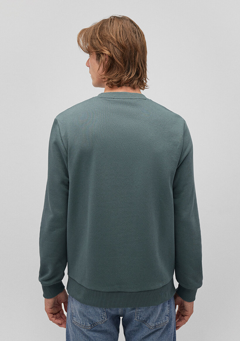 Bisiklet Yaka Yeşil Basic Sweatshirt_3