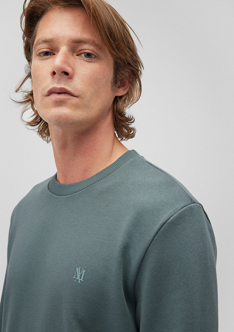 Bisiklet Yaka Yeşil Basic Sweatshirt_4