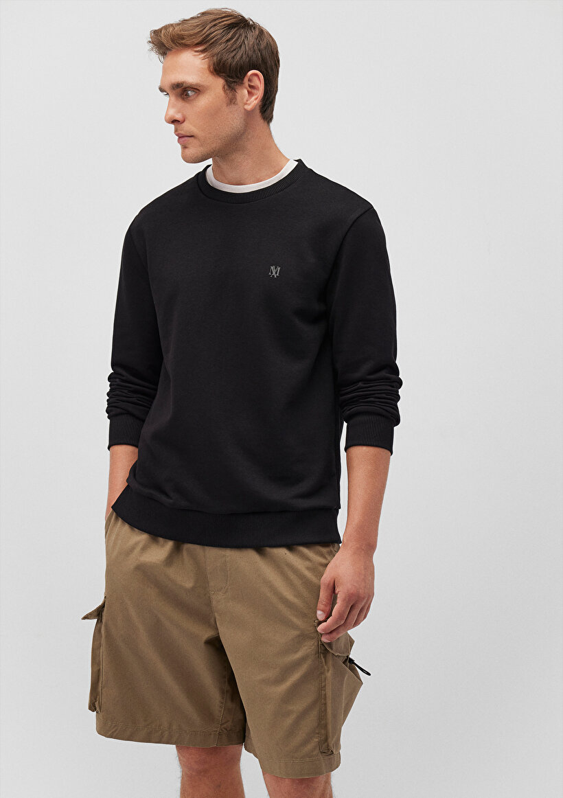 Bisiklet Yaka Siyah Basic Sweatshirt_1