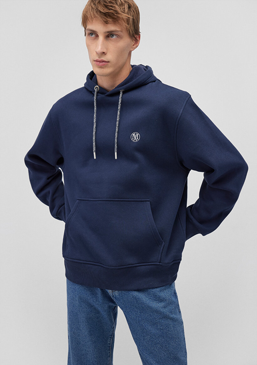 Mavi Logo Nakışlı Kapüşonlu Lacivert Sweatshirt_1