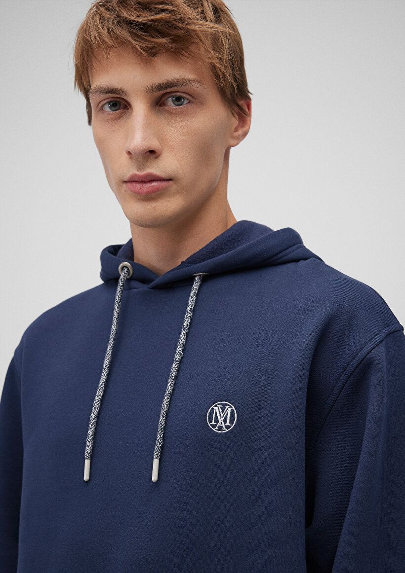 Mavi Logo Nakışlı Kapüşonlu Lacivert Sweatshirt_4