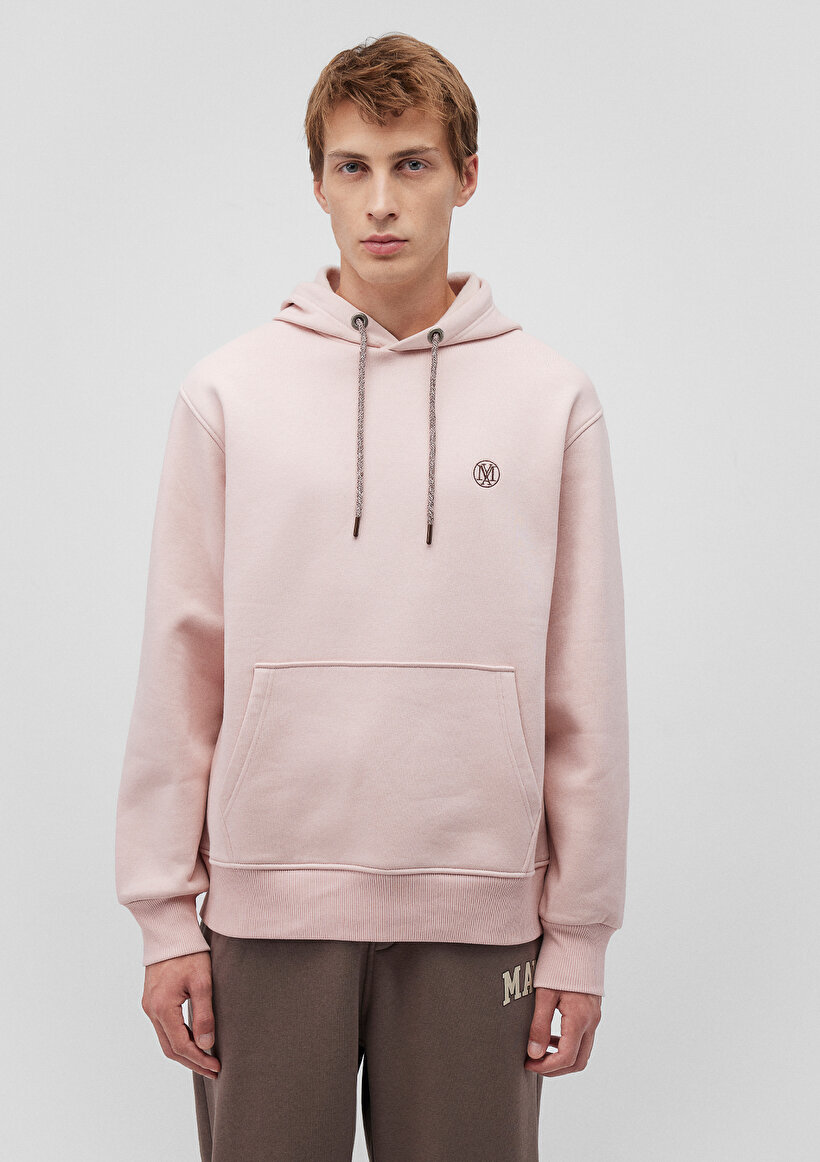 Mavi Logo Nakışlı Kapüşonlu Pembe Sweatshirt_3