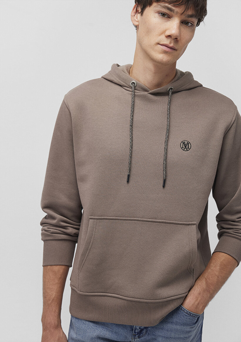 Mavi Logo Nakışlı Kapüşonlu Kahverengi Sweatshirt_1