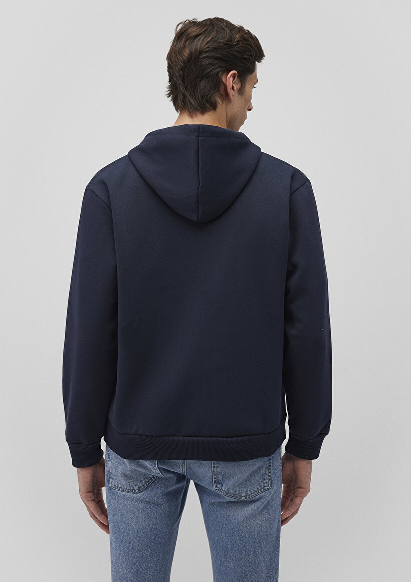 Mavi Logolu Kapüşonlu Fermuarlı Lacivert Sweatshirt_2