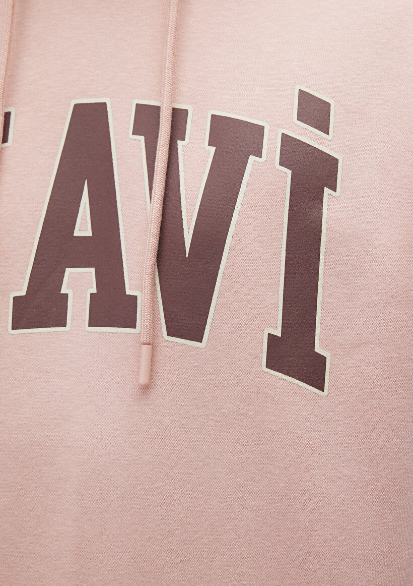 Mavi Logo Baskılı Kapüşonlu Pembe Sweatshirt_5