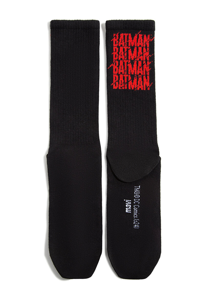 Batman Baskılı Siyah Soket Çorap - 0