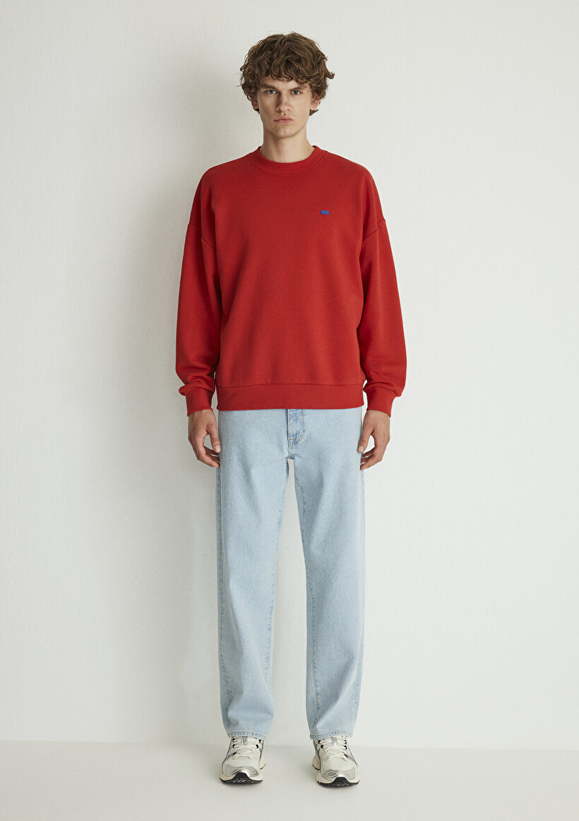 Bisiklet Yaka Kırmızı Basic Sweatshirt_2