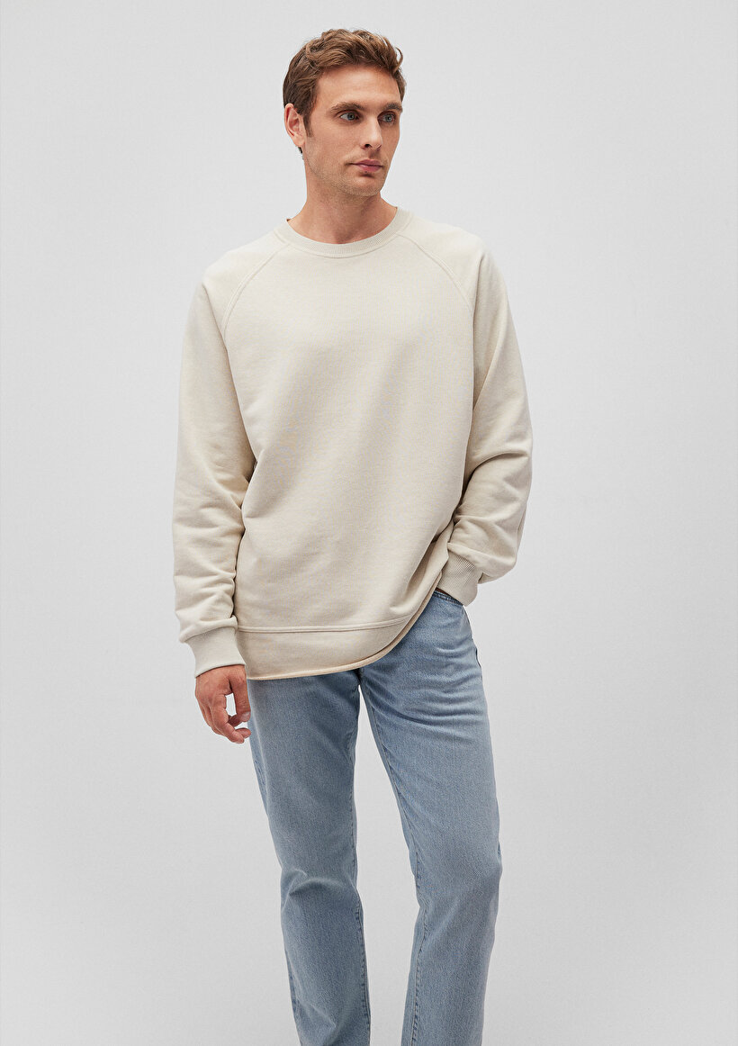 Bisiklet Yaka Bej Sweatshirt