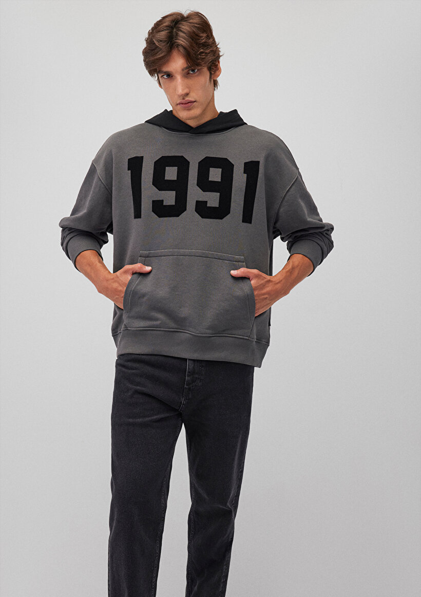 1991 Baskılı Gri Sweatshirt_0