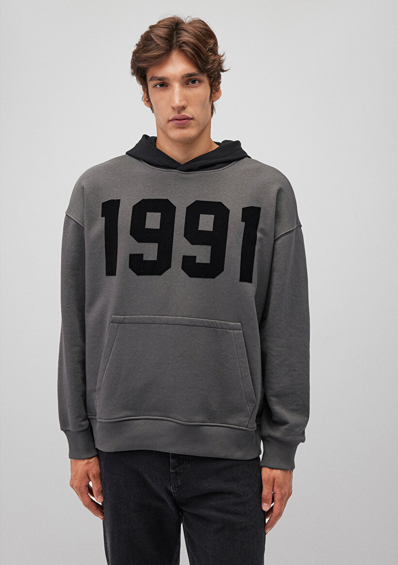 1991 Baskılı Gri Sweatshirt_2