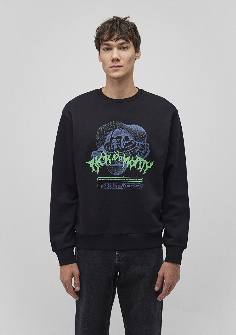 Rick and Morty Baskılı Siyah Sweatshirt_2