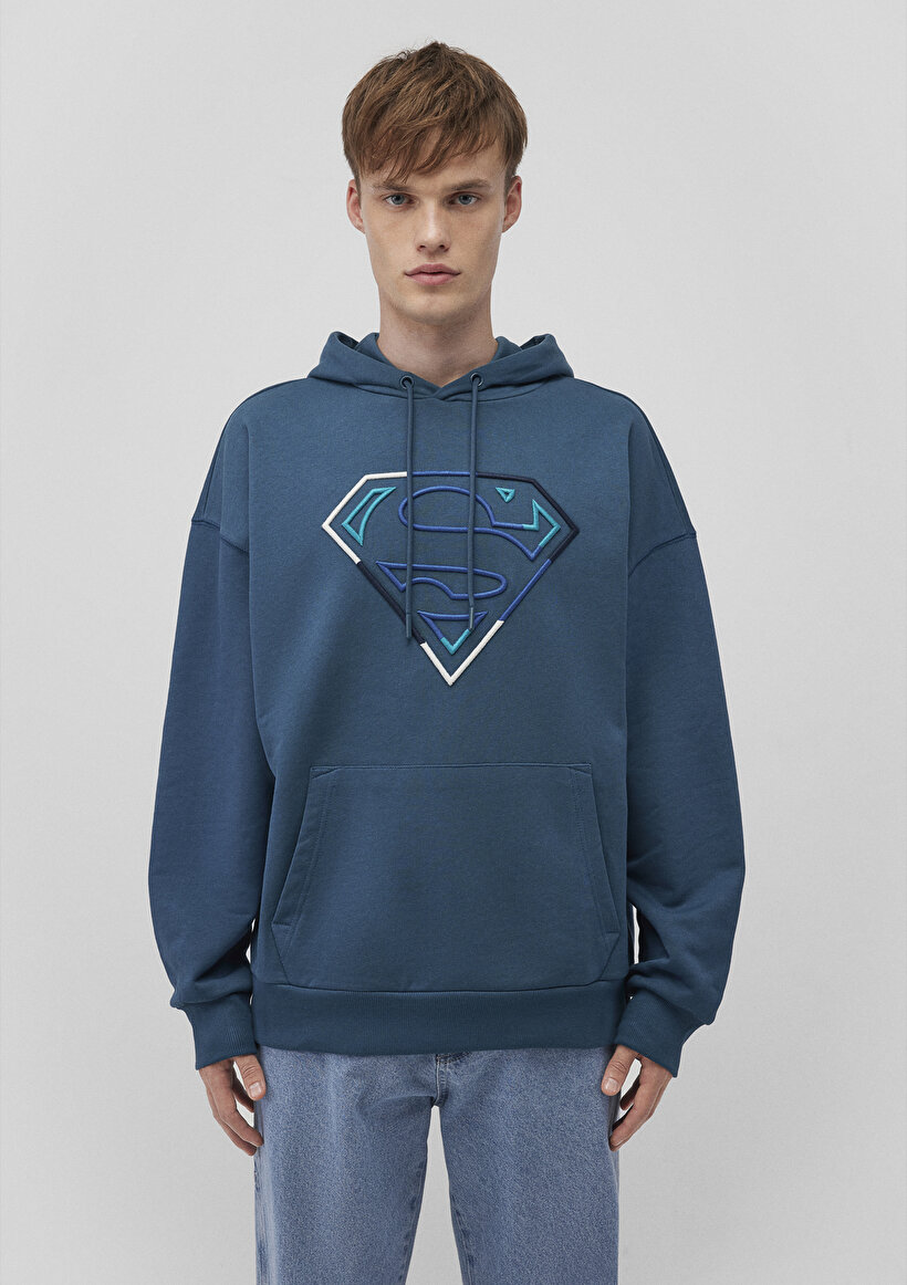 Superman Baskılı Mavi Sweatshirt_2