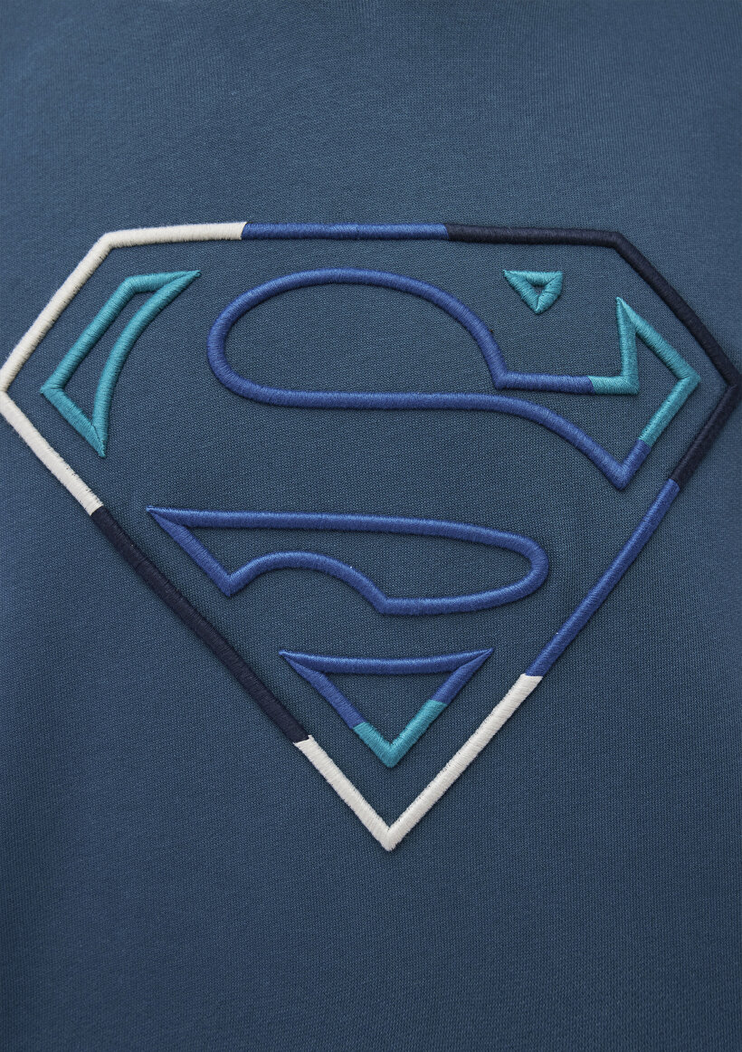 Superman Baskılı Mavi Sweatshirt_5