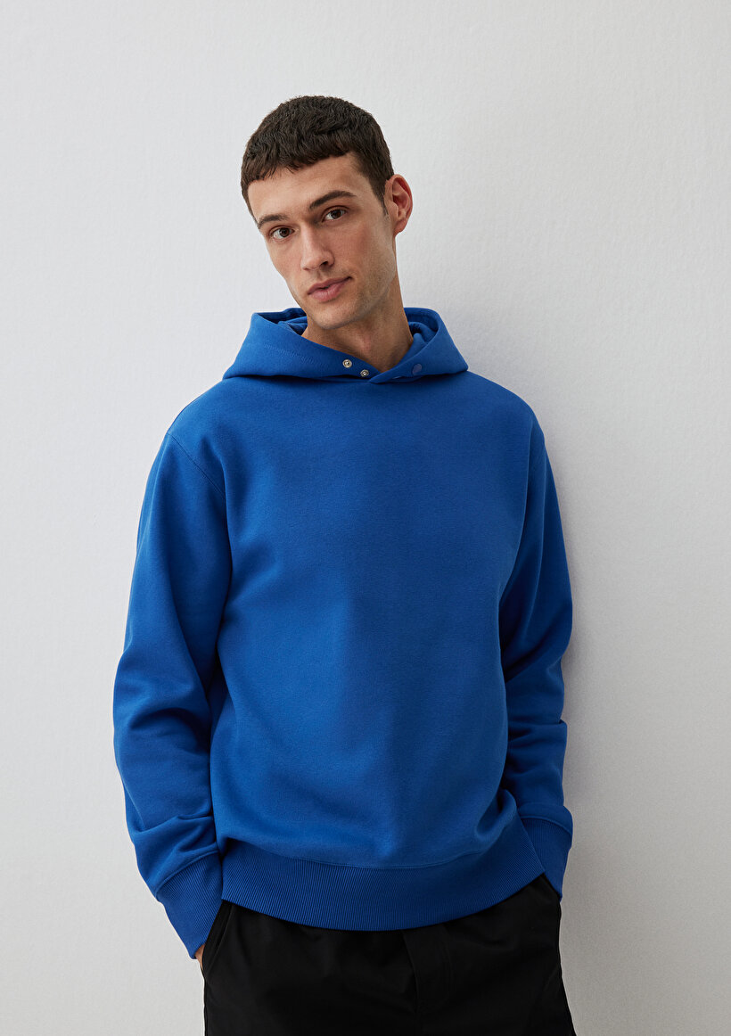 Kapüşonlu Mavi Basic Sweatshirt_0