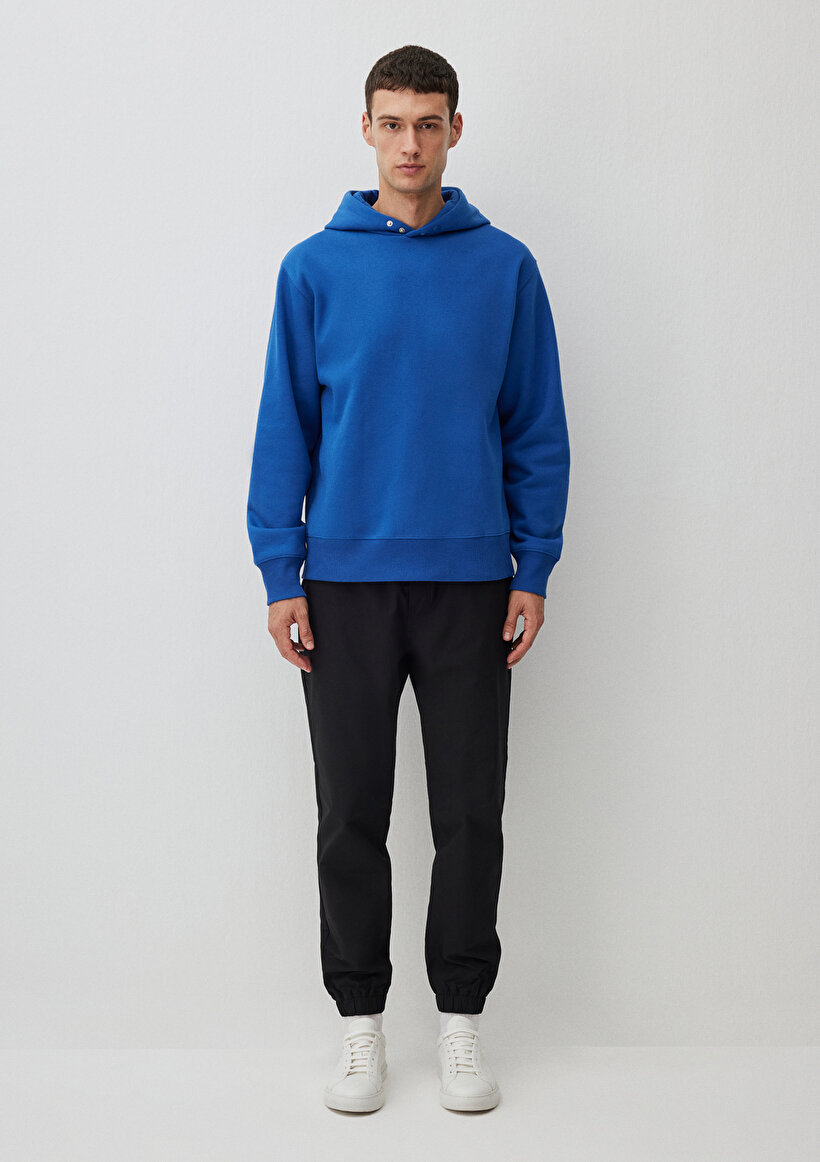 Kapüşonlu Mavi Basic Sweatshirt_1