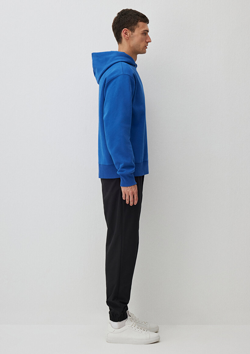 Kapüşonlu Mavi Basic Sweatshirt_2