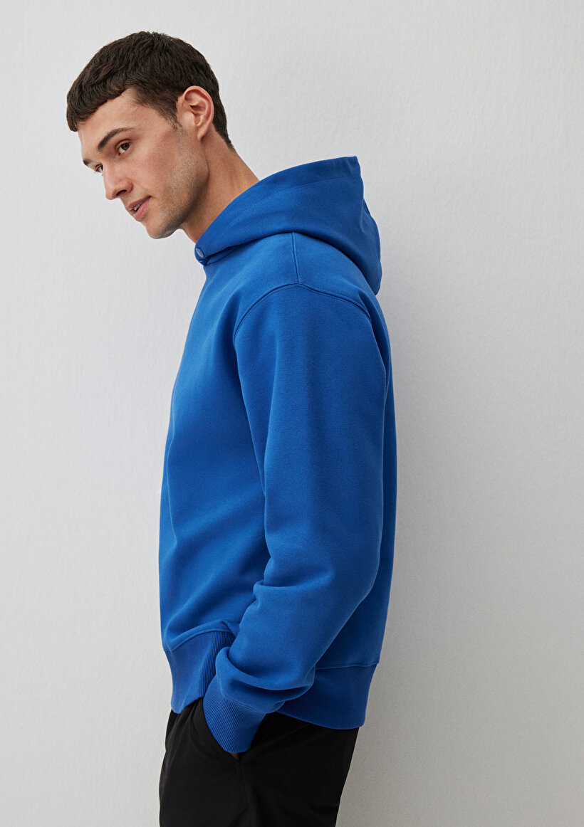 Kapüşonlu Mavi Basic Sweatshirt_5