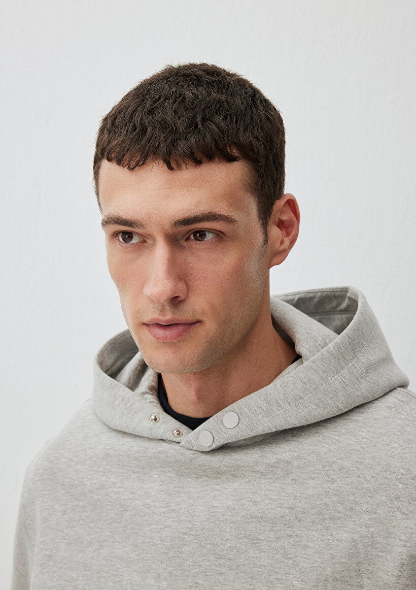 Kapüşonlu Gri Basic Sweatshirt