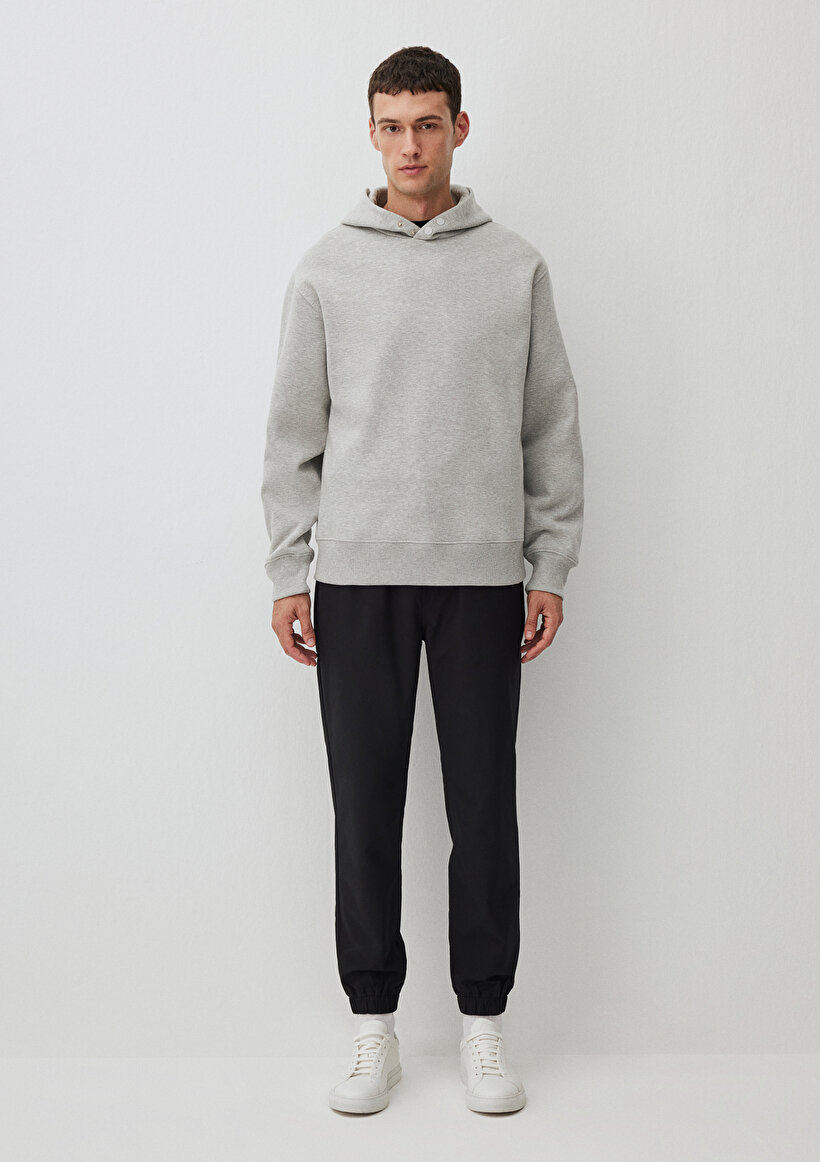 Kapüşonlu Gri Basic Sweatshirt_1