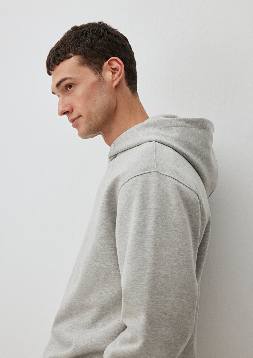 Kapüşonlu Gri Basic Sweatshirt_4