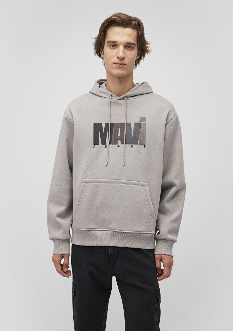 Mavi Jeans Logo Baskılı Gri Sweatshirt_2