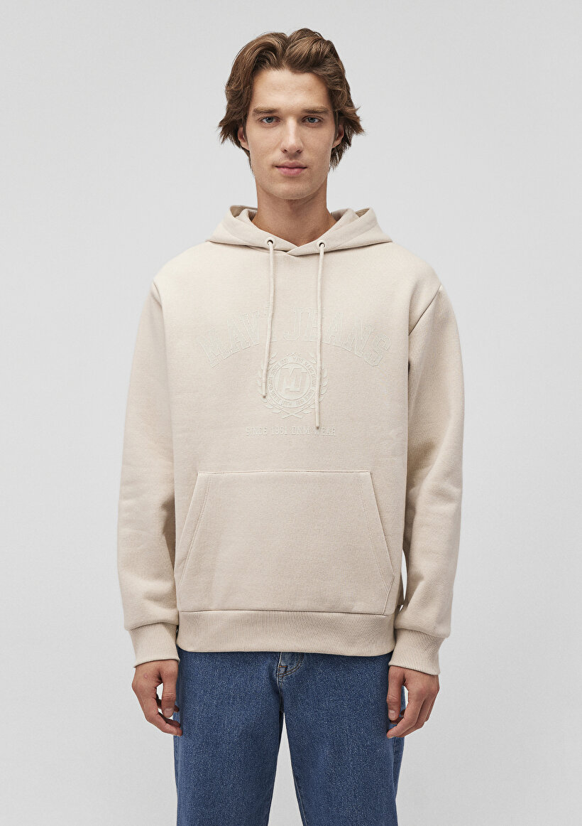 Kapüşonlu Bej Sweatshirt_2