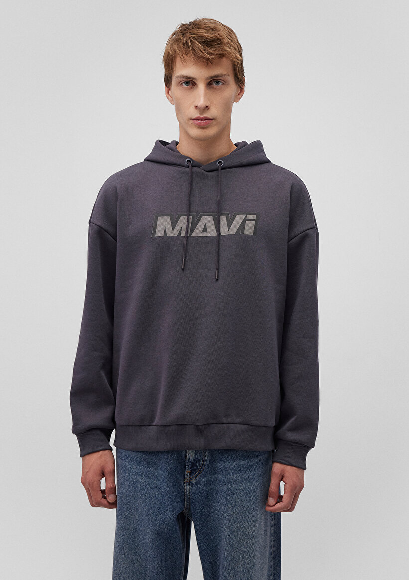 Mavi Baskılı Antrasit Sweatshirt_2