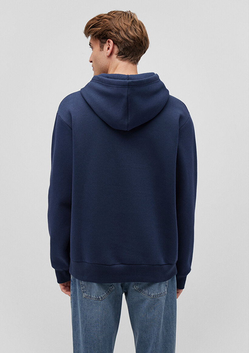 Kapüşonlu Lacivert Basic Sweatshirt_3