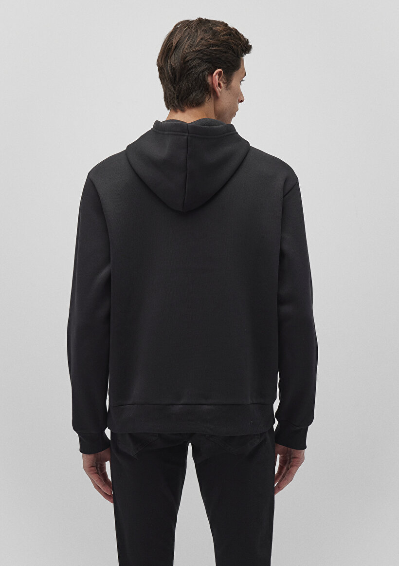 Kapüşonlu Siyah Basic Sweatshirt_3